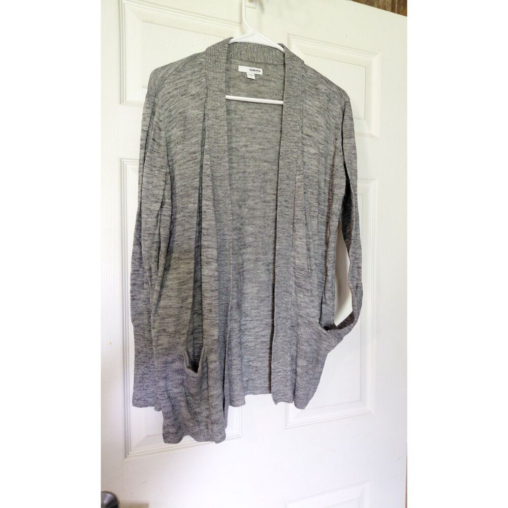 Sonoma Goods For Life Women's Gray Open Front Cardigan Sweater L
